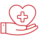 An icon of a healthy heart in the professional hands
