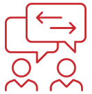 Icon of two people having a conversation
